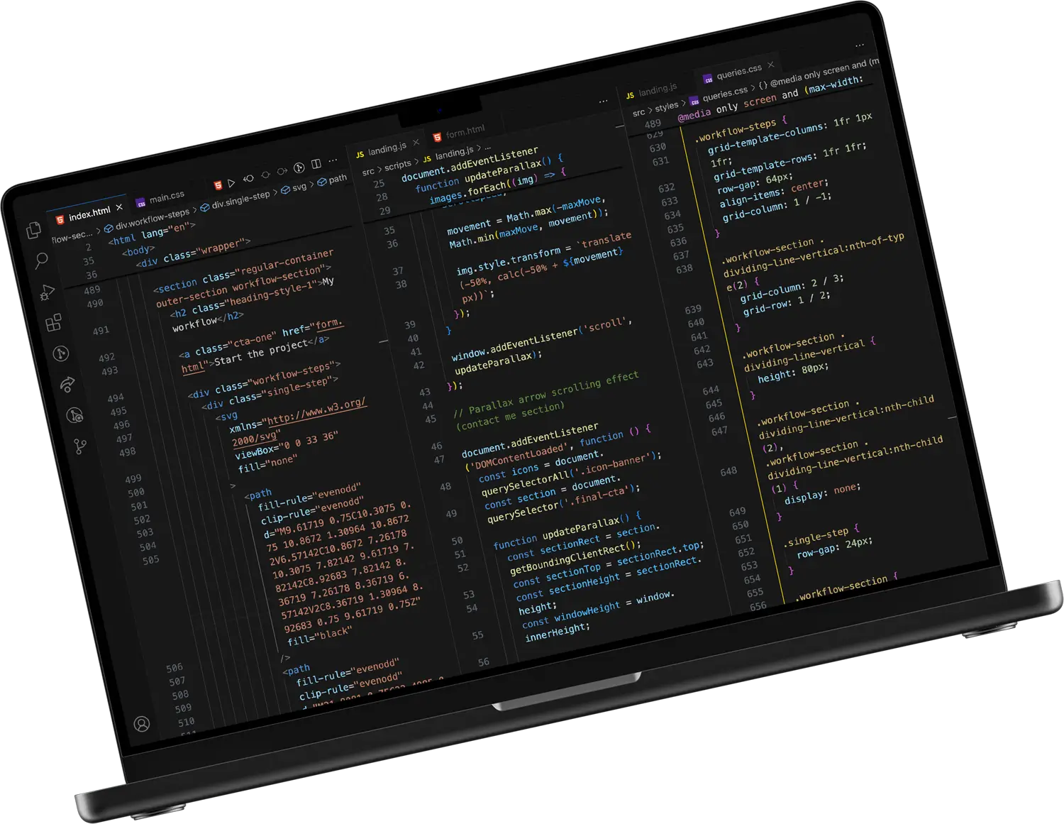 The process of developing a website on MacBook