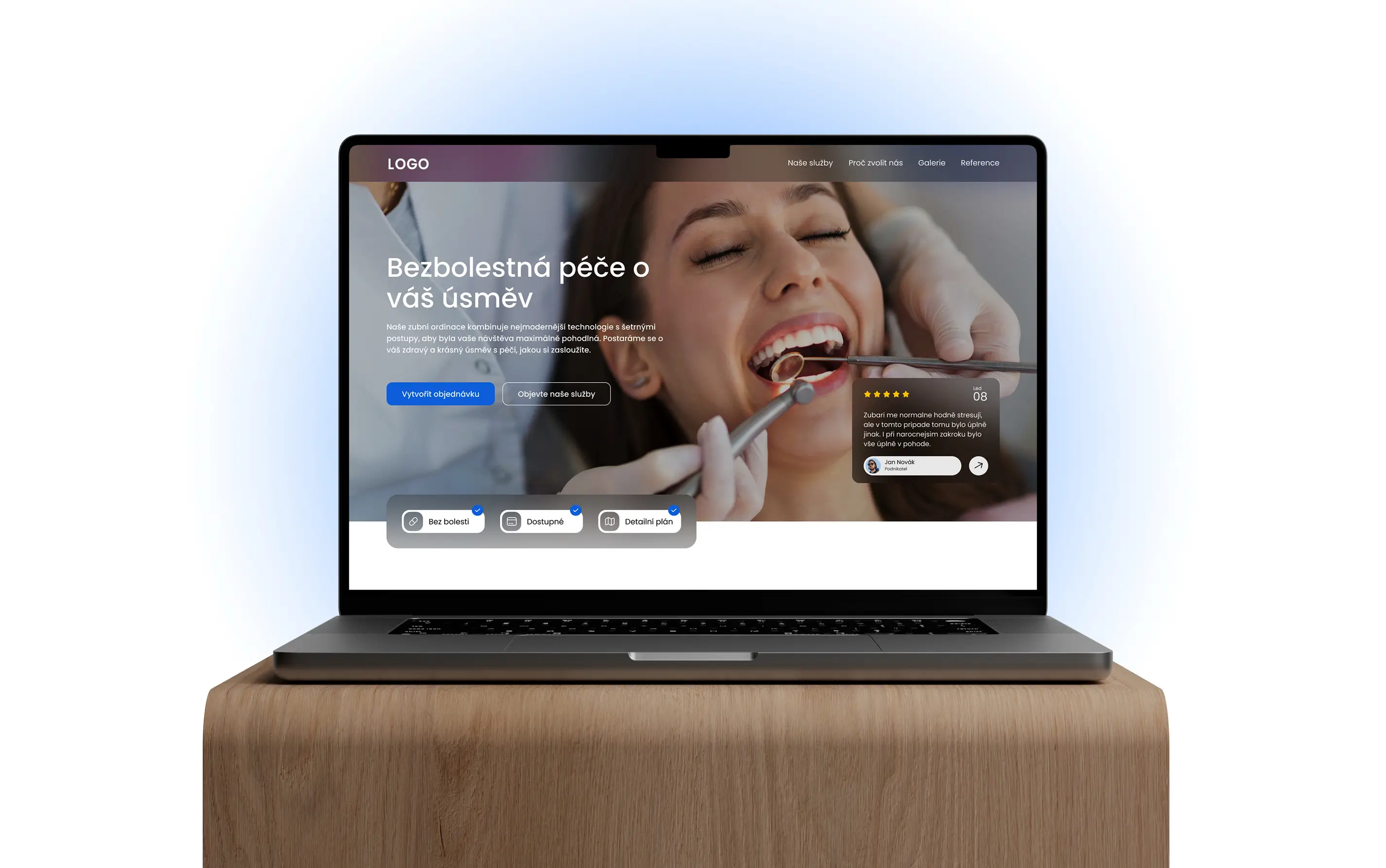 Web pro zubařskou kliniku vytvořený Adamem Forgáčem